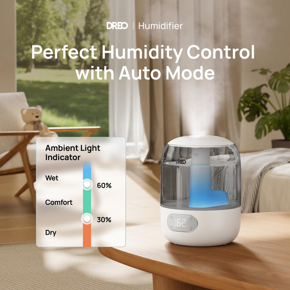 DREO Humidifiers for Bedroom, 3L Top Fill 30H & 26dB Quiet Runtime for Large Room, Cool Mist Ultrasonic Humidifier with Humidity Sensor, Night Light for Home, Baby, Nursery, Plants, 360° Nozzle, Black - FUN GUY WORLD FUN GUY WORLD FUN GUY WORLD B0DG8YPRF2 B0DG8YPRF2 Snow White DREO Humidifiers for Bedroom, 3L Top Fill 30H & 26dB Quiet Runtime for Large Room, Cool Mist Ultrasonic Humidifier with Humidity Sensor, Night Light for Home, Baby, Nursery, Plants, 360° Nozzle, Black FUN GUY WORLD FUN GUY